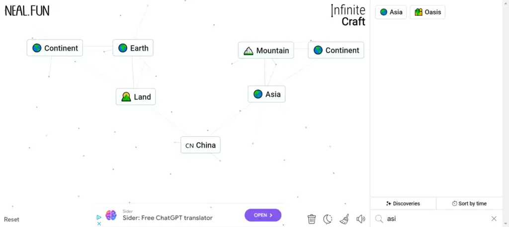 Step 4 of How To Make China in Infinite Craft: Crafting China