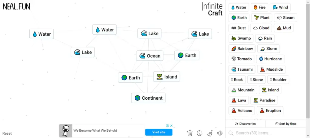 Step One of How To Make America in Infinity Craft: Create Continent