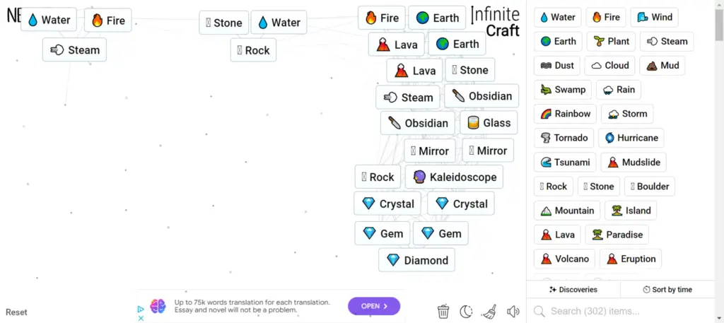 Step 1 of How To Make Minecraft in Infinite Craft - Decoding Diamond: A Key Ingredient