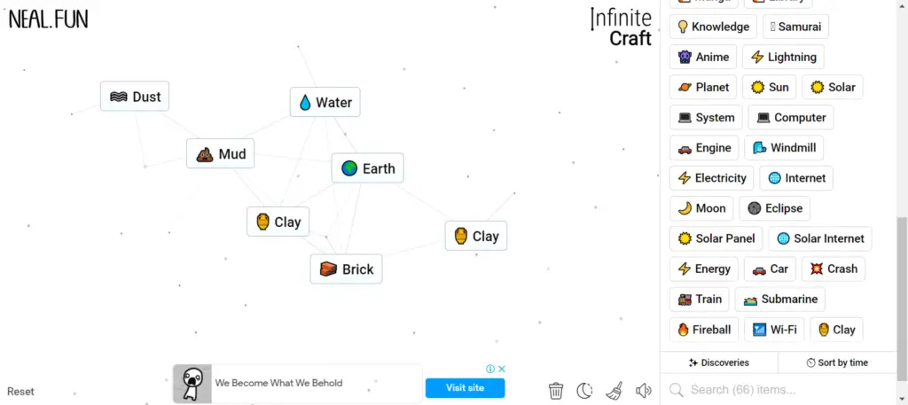 Step 2 of How To Make Mars in Infinity Craft: Crafting the Core – Brick