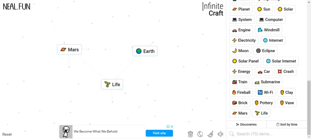 Step 4 of How To Make Mars in Infinity Craft: The Cosmic Possibilities with Mars