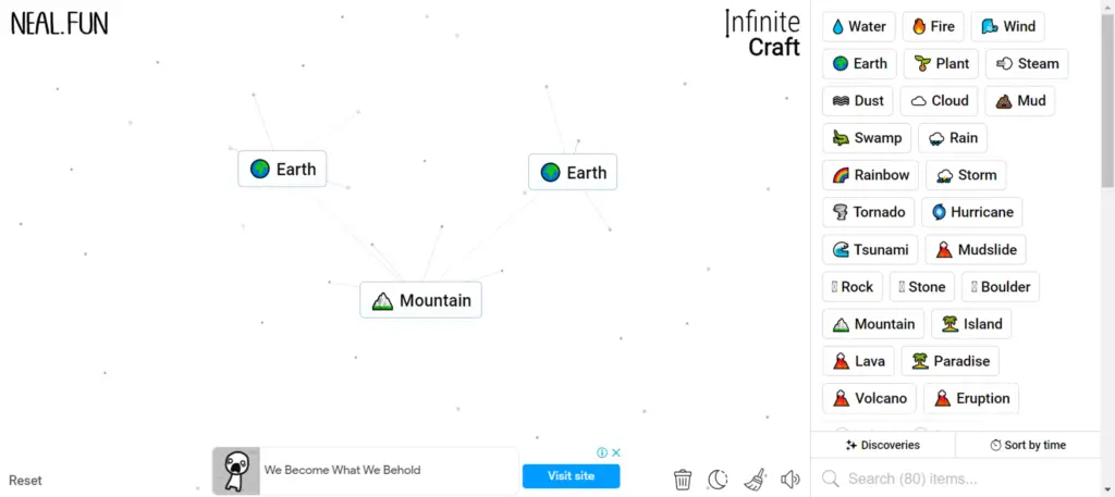 Step 2 Of How To Make Movie in Infinity Craft: Crafting Mountain Block