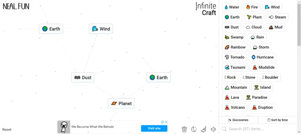 Step 1 of How To Make TV in Infinity Craft - Dust and Planet Formation: