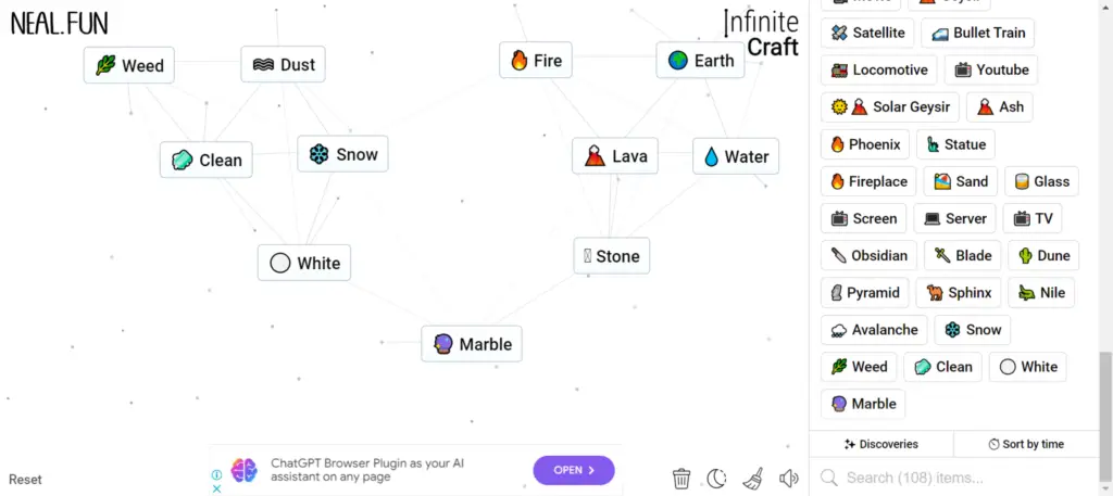 Step 1 of How To Make DanTDM in Infinite Craft: How To Make Marble in Infinite Craft