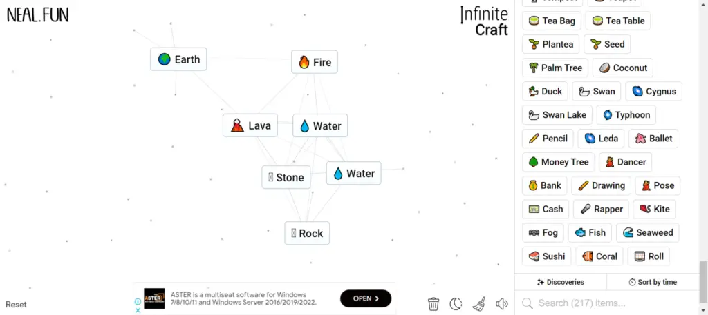 Stage 2 of How To Make Music in Infinite Craft: Crafting Rock