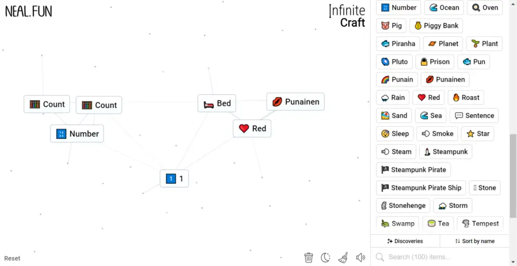 Getting Started: Basic Elements and Combinations of How to make 1 in Infinite Craft